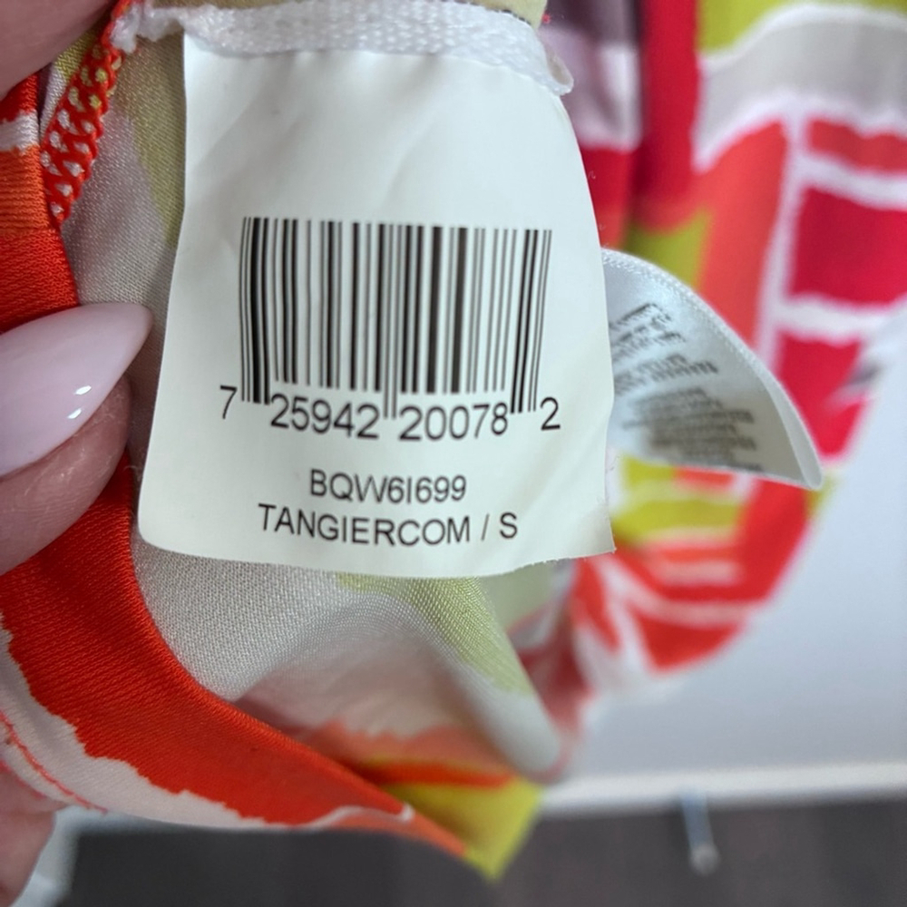 BCBGMaxAzria - Orange, Lime, gray Swoop neckline Dress - S - Picture 10 of 12